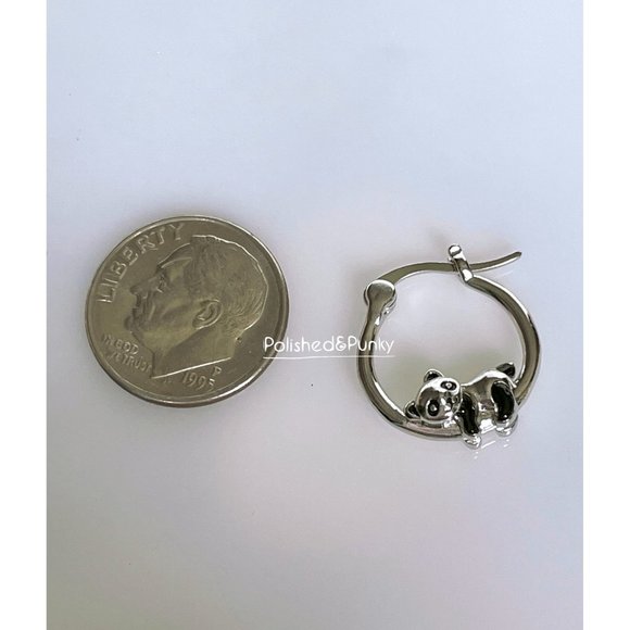 Hoop Panda bear earrings ~ Panda bear Earrings ~ Bear Earrings~ in gift box - Picture 2 of 3